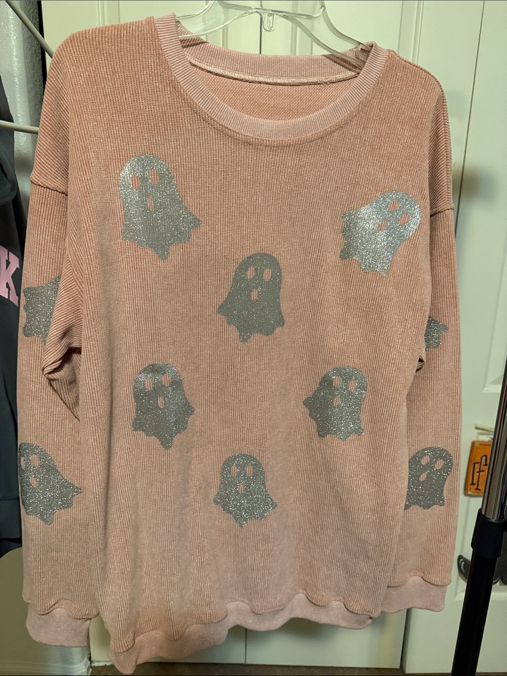 Women’s Oversized Blush Pink Ghost Print Pullover